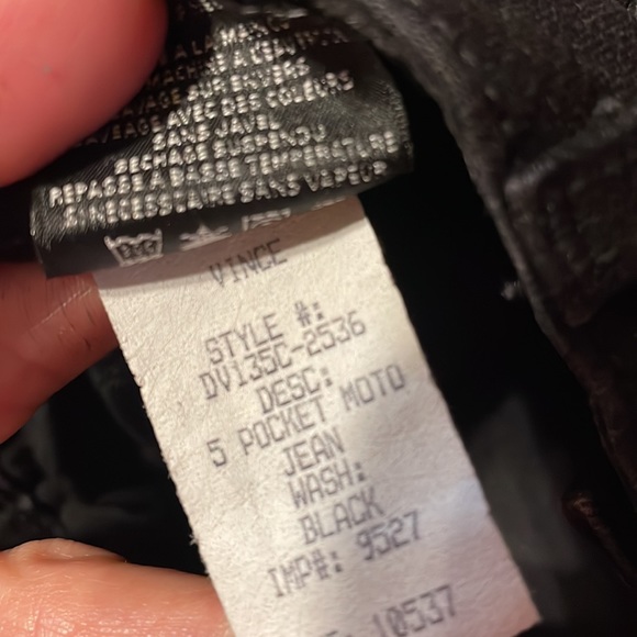 •VINCE•BLACK DENIM MOTO HIGH WAISTED SKINNY JEANS WITH ANKLE ZIPPERS. SIZE 27x30 - Picture 11 of 13